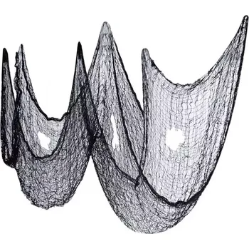 Vánoční dekorace Velká umělá pavučina na Halloween – 198x76 cm - černá