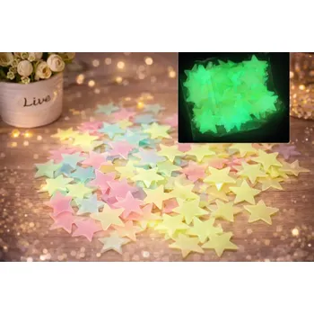 Samolepící dekorace Svítící hvězdy na zeď 100ks