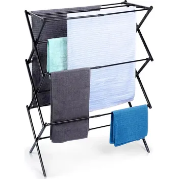 Sušák na prádlo Skládací kovový sušák na prádlo, černý, teleskopický 44,5–75 × 37,5 × 105 cm