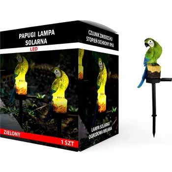 Venkovní osvětlení Solární Lampa Papoušek Zelený - Zahradní dekorace se soumrakovým senzorem