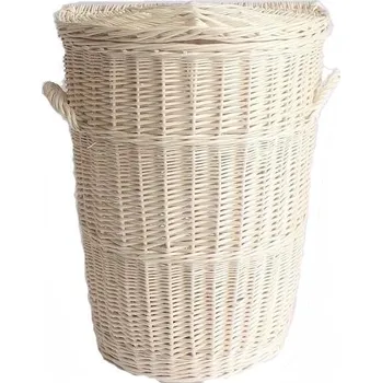 Koš na prádlo Proutěný koš na prádlo půlkulatý střední bílý