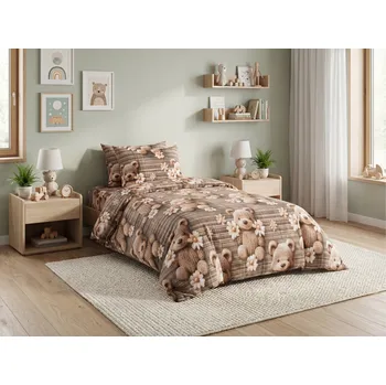 Povlečení Povlečení z mikrovlákna SPRING BEAR hnědé Rozměr povlečení: 70 x 80 cm | 140 x 200 cm