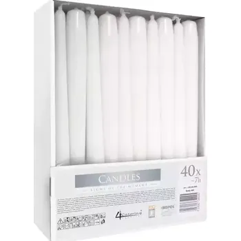 Svíčka Bílá kuželová svíčka 24,5x2,3 cm – sada 40 ks