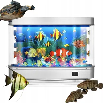 Lampička NOČNÍ LAMPA 3D AKVÁRIUM LED DO POKOJE PRO DĚTI S UMĚLÝMI PLOVOUCÍMI RYBIČKAMI