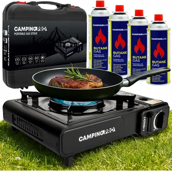 Turistický vařič Turistický vařič Campingpro BASE S 38841 + 4 kartuše 38803