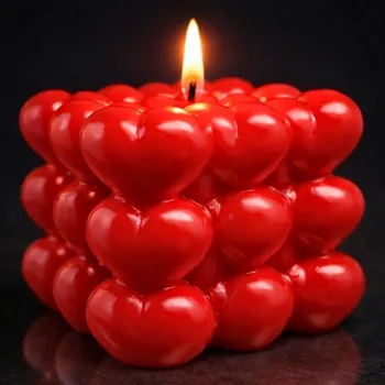 Svíčka Vonná svíčka se srdíčky | 120 g | Svíčkománie3D | Barva: Červená