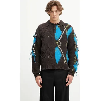 Pánský svetr Vlněný svetr Andersson Bell Argyle Fisherman Polo, L, hnědá, 89X