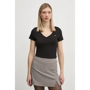 Bavlněné tričko Tommy Jeans DW0DW20458 černá 99X, vel. XXS