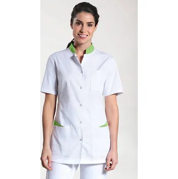 Dámská tunika Tunika CLINIC STRETCH pro ženy - na patentky, bílo-zelená Velikost 54
