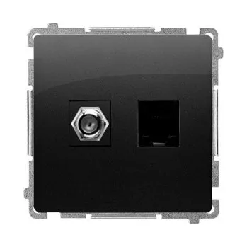 Elektrická zásuvka Anténní a internetová zásuvka nástěnná Kontakt-simon černá