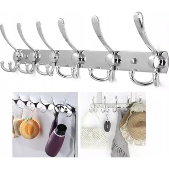 Věšák VĚŠÁK NA STĚNU DO PŘEDSÍNĚ NA OBLEČENÍ BUNDY OCEL STŘÍBRNÝ