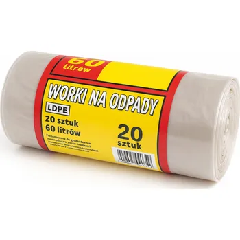 Pytle na odpadky PYTLE NA ODPAD UNIVERZÁLNÍ PRŮHLEDNÉ 60L x 20 KUSŮ 60 cm x 80 cm