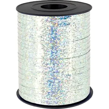 Stuha Party plastová holografická stuha stříbrná 225 m