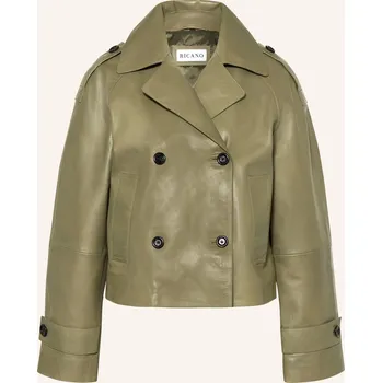 Dámský kabát Ricano Dámská Kožená Trenčkotová Bunda, olivová, 38
