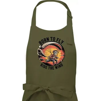 Kuchyňská zástěra Paraglide BORN TO FLY RIDE THE WIN - Pánská zástěra na vaření - Univerzální velikost ( Khaki )