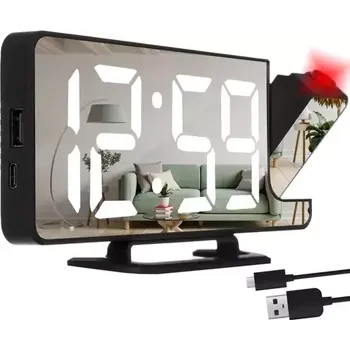 Budík Zrcadlové hodiny s budíkem a projektorem