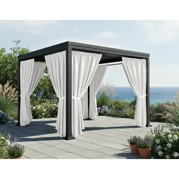 Pergola Venkovní zahradní závěs s tunýlkem BOGOTA 10 bílá 155 cm x různé výšky (cena za 1 kus) + dárek úvaz MyBestHome Rozměr: 155x190 cm