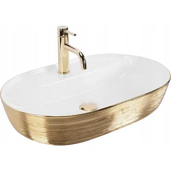 Umyvadlo REA UMYVADLO AURA 61 BRUSH GOLD/WHITE - NA DESKU