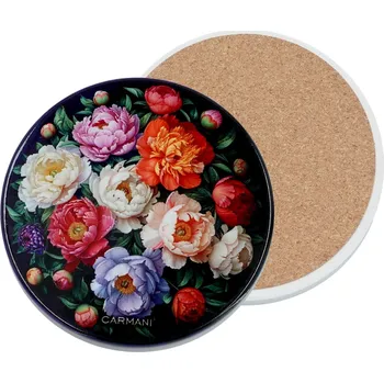 Obraz Carmani, keramická kulatá podložka pod hrnek - BAROKNÍ KVĚTY