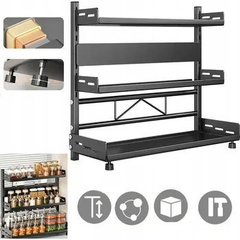 regál KUCHYŇSKÝ REGÁL STOJAN NA KOŘENÍ 3 PATRA KOVOVÝ ORGANIZÉR POLICE