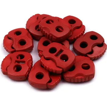 Brzdičky s dvěmi dírkami 20x20 mm, velké, 3 červená tmavá