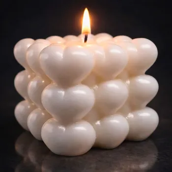 Svíčka Vonná svíčka se srdíčky | 120 g | Svíčkománie3D | Barva: Bílá