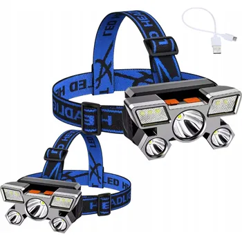 Čelovka ČELOVKA LED VÝKONNÁ VODĚODOLNÁ NA ČELO 9X USB DÍLNA GARÁŽ STAN
