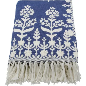 Přehoz na lůžko House Doctor Bavlněný přehoz Mazzo Blue 200 x 140 cm