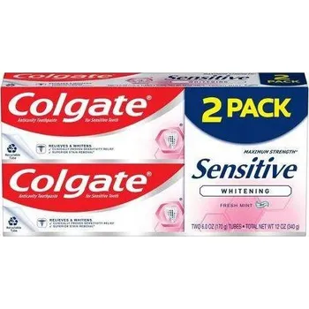Dentální hygiena Colgate Sensitive Whitening 2x170 g (zubní pasta pro citlivé zuby a bělení).