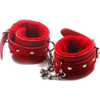 Pouta na ruce s kožíškem – červené