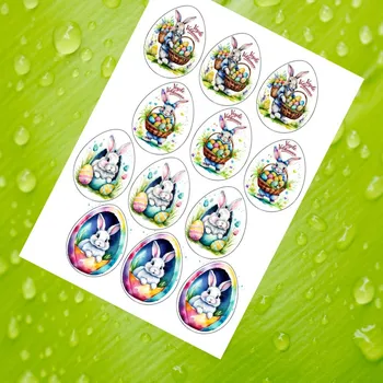 Jedlá dekorace na dort Barevní králíčci (7 cm, 12 ks) Fondánový list (NEVYŘEZÁNO)