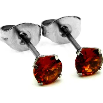 Náušnice RajSperku Náramek Náušnice z Chirurgické oceli s kamínkem 0,4 cm červené NS260124 dárkové balení zdarma