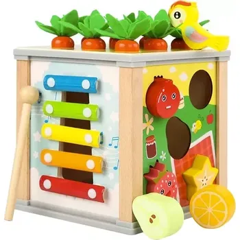 Dřevěná hračka Dřevěná smyslová a vzdělávací kostka