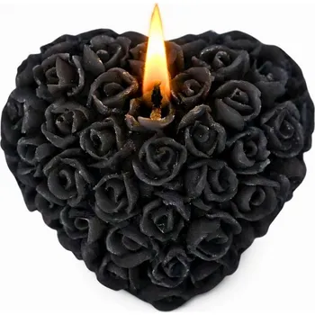 Svíčka Vonná svíčka Růžičkové srdíčko | 25 g | Svíčkománie3D | Barva: Černá