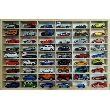 úložný prostor na hračky Dřevěná polička - organizér na autíčka - 54 přihrádek