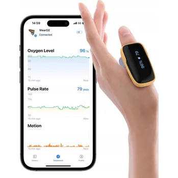 Zabezpečení domácnosti Pulzní oxymetr na prst WearO2 ViATOM PO1 monitor SpO2 a tepové frekvence, aplikace