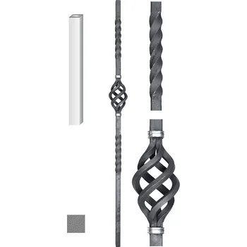 Zábradlí kovaný sloupek zábradlí KP30H - výplň plotu, brány, zábradlí, tyč 1300 mm, 25 x 25 mm, hladká ocel