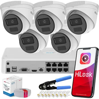 Bezpečnostní kamera IP Monitorovací Sada 5 Venkovních PoE Kamer 2K 4MPx Hikvision ZOOM ALARMY