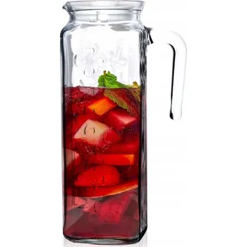 SKLENĚNÝ DŽBÁN S VÍKEM NA VODU, ŠŤÁVU, LIMONÁDU, KOMPOT, STUDENÉ NÁPOJE, VELKÝ