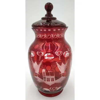 Krásná Rubínová skleněná Váza 27cm včetně vršku (Luxusní skleněná váza )