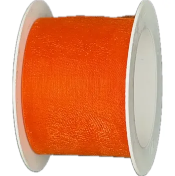 Stuha Stuha organzová ORGANDY Sunset Orange oranžová 40mm x 4m (7,-Kč/m) (Stuha organzová, barva oranžová, průsvitná, oboustranná, čistě řezaná Hot Cut)