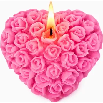 Svíčka Vonná svíčka Růžičkové srdíčko | 25 g | Svíčkománie3D | Barva: Růžová