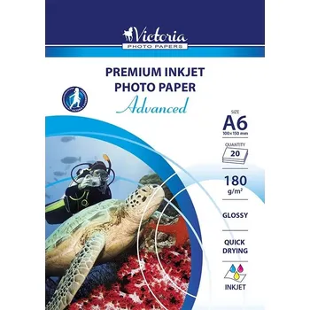 Fotopapír VICTORIA Advanced fotografický papír lesklý 10 × 15 cm, 180 g/m², pro inkoustové tiskárny, 20 listů