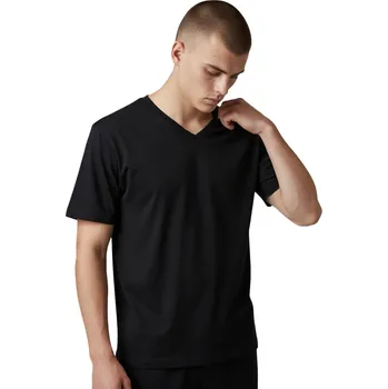 Pánské tričko Playback Pánské černé nadměrné tričko s krátkým rukávem výstřih do V Barva: Černá, Velikost: 3XL