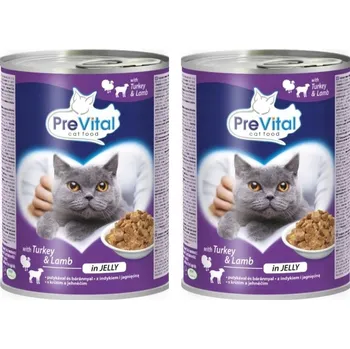 Krmivo pro kočku Mokré krmivo pro kočky PREVITAL krůta, jehněčí maso pro kočky 415 g x 2 ks