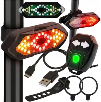 Cyklosvítilna SMĚROVÁ SVĚTLA na kolo Koloběžku Blinkry Signalizace USB Dálkové ovládání Zadní světlo