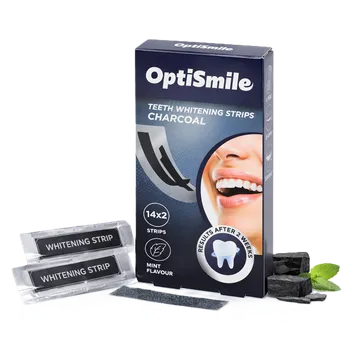 Dentální hygiena OptiSmile Charcoal pásky bělicí pásky na zuby 14 ks