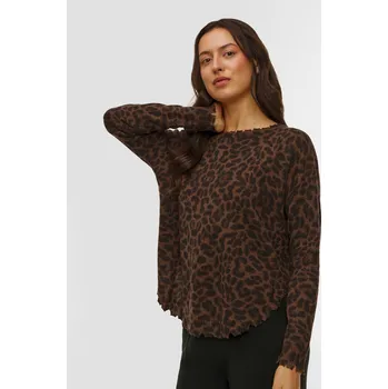 Dámský svetr Kašmírový Dámský Svetr Se Zvířecím Potiskem Kujten Melah Leopard F4412-2428