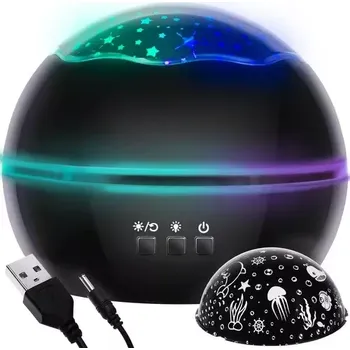 Lampička LED noční lampa s projektorem obrázků - černá