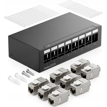 Patch panel DeleyCON Sada patch panelů 8 portů Patch panelu